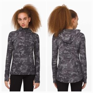 Lululemon Warm Stabilizer 1/2 Zip Hoodie Sz 8 Camo Black